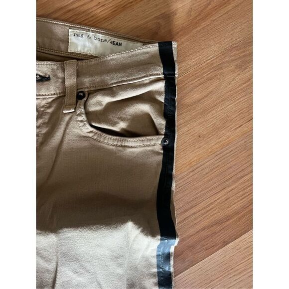 Rag & Bone Women's Tan Contrast Tuxedo Stripe Low Rise Skinny Jeans Size 26 - Picture 2 of 5